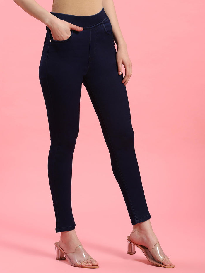 Women Denim Blue Narrow Jegging.