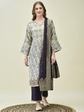 Women Dola Jacquard Grey Kurta Comfort Pant Dupatta.