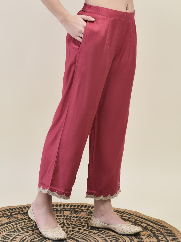 Women Dola Jacquard Pink Kurta Comfort Pant Dupatta.