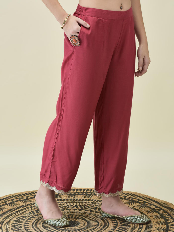 Women Dola Jacquard Pink Woven Kurta Comfort Pant Dupatta.