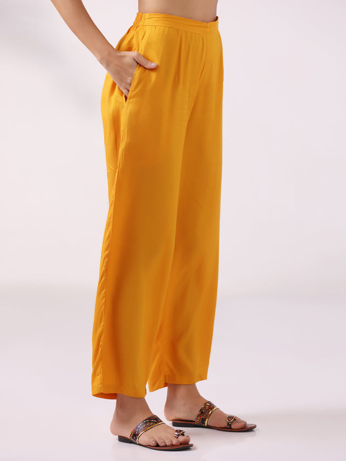 Women Dola Silk Jacquard Mustard Woven Kurta Comfort Pant Dupatta