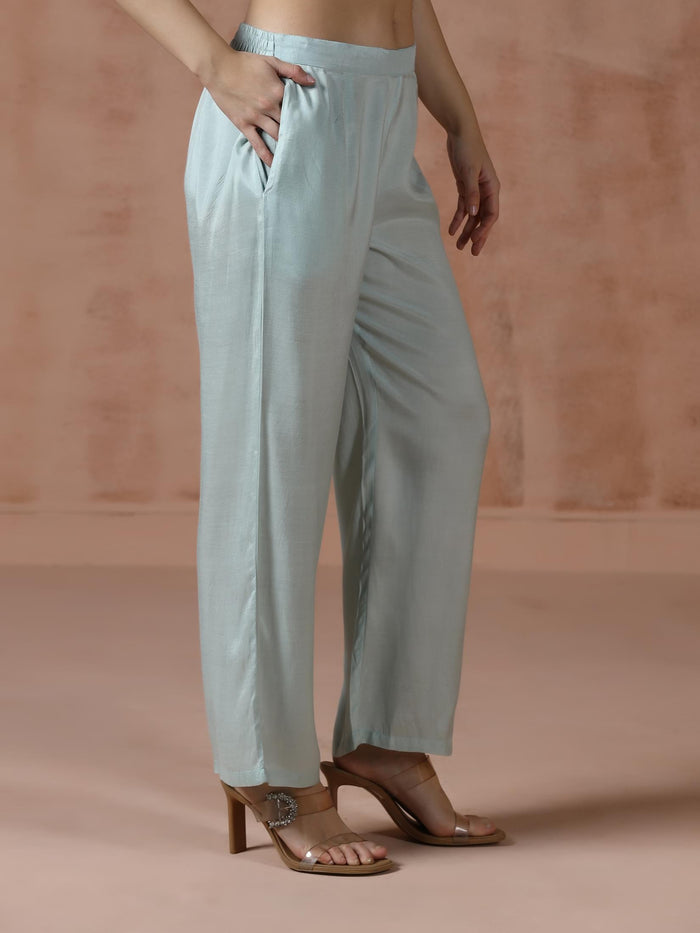 Women Dola Silk Jacquard Turquoise Blue Woven Kurta Comfort Pant Dupatta.