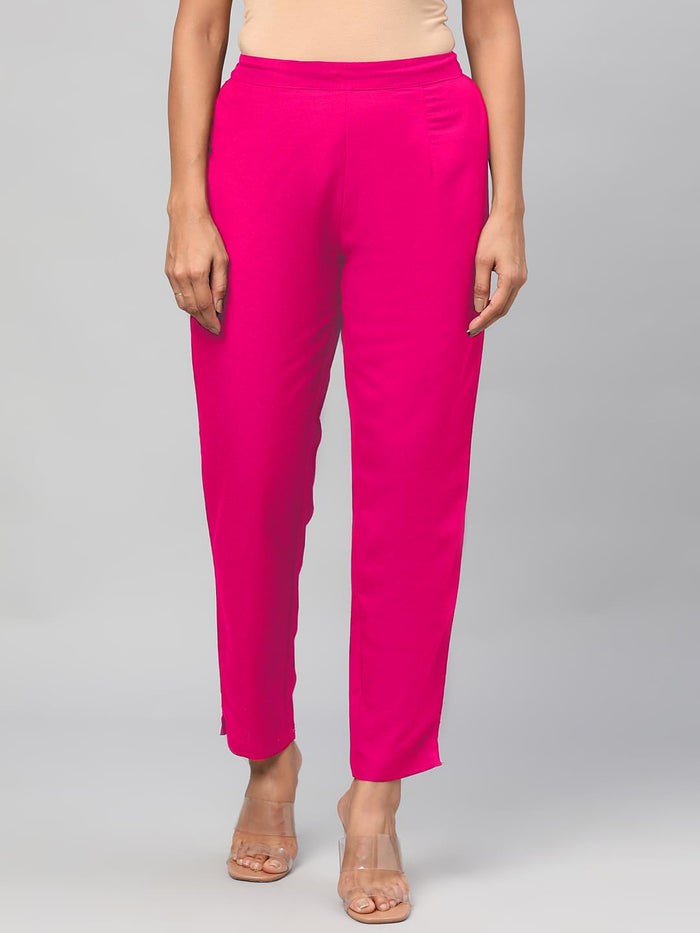 Women Fuchsia Solid Trouser.