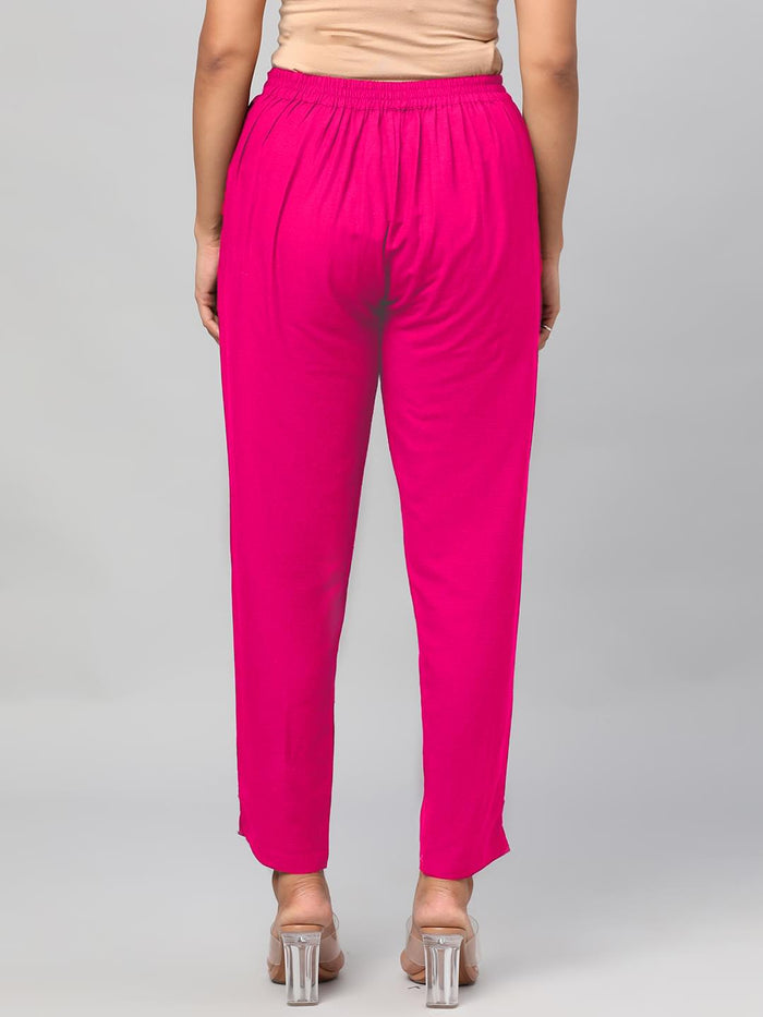 Women Fuchsia Solid Trouser.