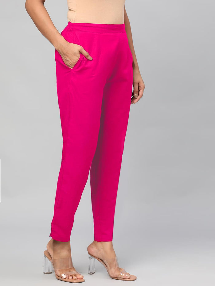 Women Fuchsia Solid Trouser.