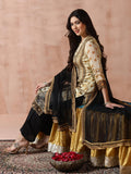 Women Georgette Beige Printed Kurta With Comfort Pant Dupatta.