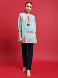 Women Georgette Multicolor Abstract Print Tunic.