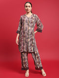 Women Georgette Purple Ornamental Print Co-Ord Set.