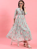 Women Green Floral Dress.