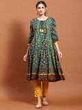 Women Green Floral Print Kurta.