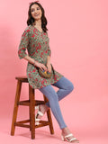 Women Green Floral Printed Kurti.