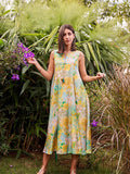 Women Green Multi Liva Rayon Dress.