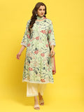 Women Green Multi Liva Rayon Kurta Comfort Pant Dupatta.