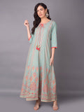 Women Green Ornamental Printed Dress.