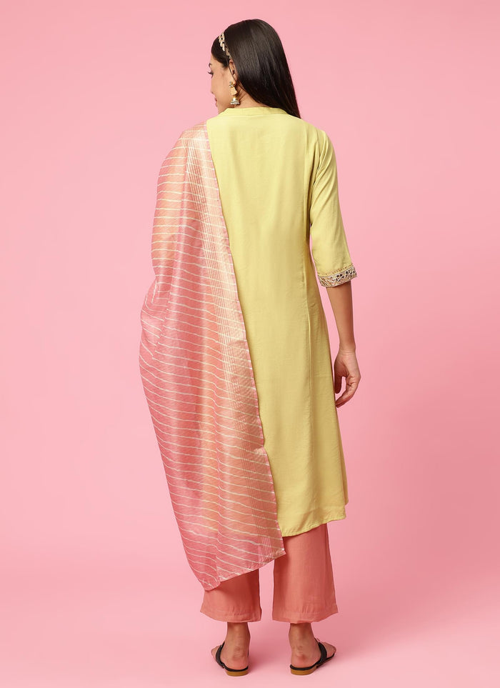 Women Green Solid Kurta Trouser Dupatta.