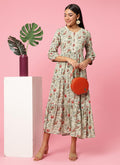 Women Grey Floral Printed Dress.
