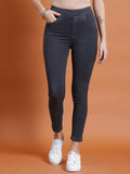 Women Grey Solid Narrow Jegging.