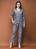 Women Jacquard Grey Woven Co-Ord Set.
