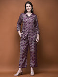 Women Jacquard Purple Woven Co-Ord Set.