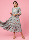 Women Lilac Floral Printed Dress.