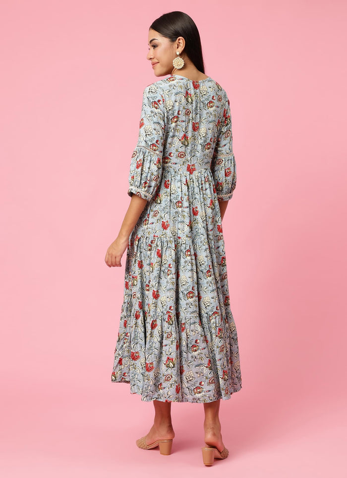 Women Lilac Floral Printed Dress.