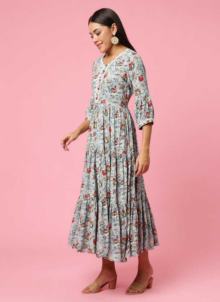 Women Lilac Floral Printed Dress.