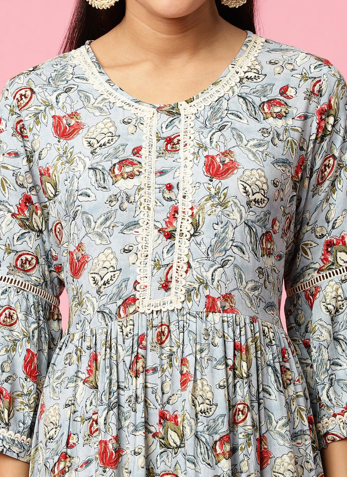 Women Lilac Floral Printed Dress.