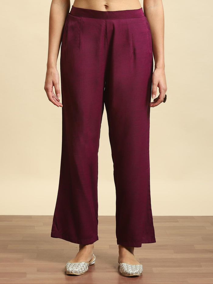 Women Lilac Geometric Print Kurta Jacket Comfort Pant.
