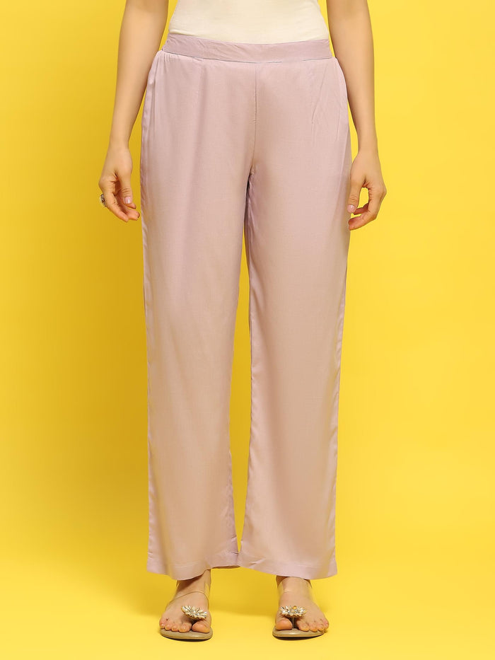 Women Lilac Muslin Kurta Comfort Pant Dupatta.