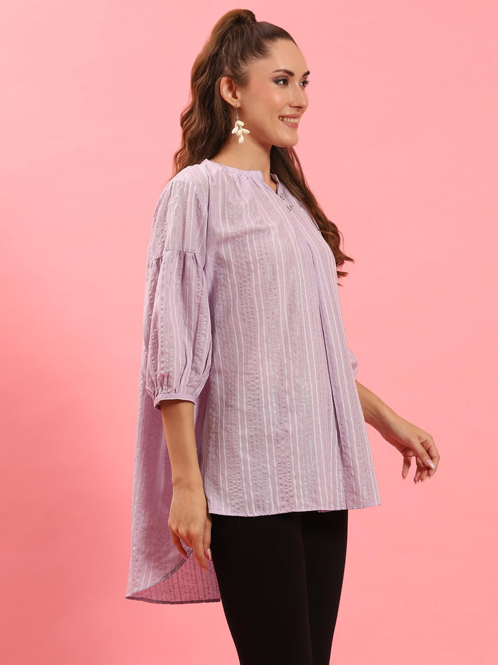 Women Lilac Stripe Printed Tunic.