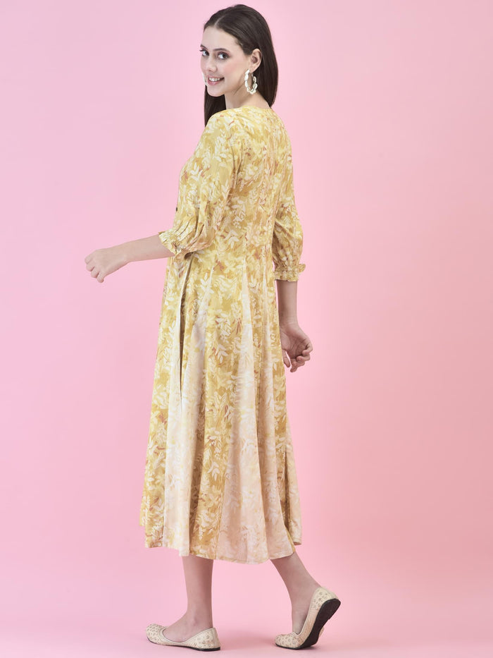 Women Lime Green Liva Rayon Dress.