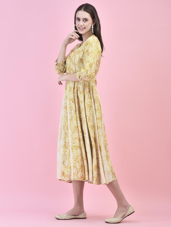 Women Lime Green Liva Rayon Dress.