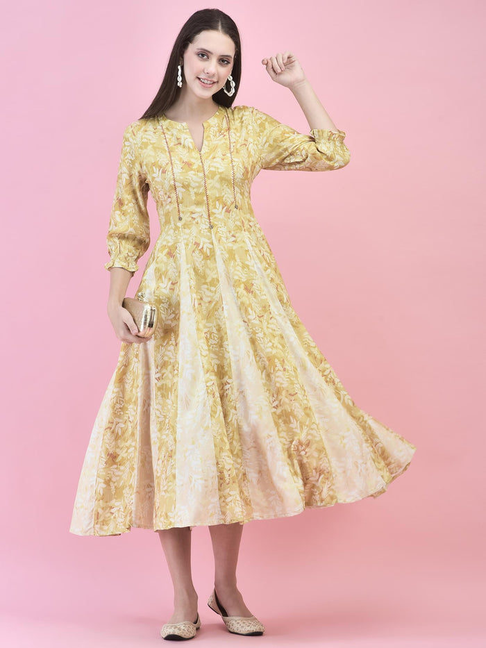 Women Lime Green Liva Rayon Dress.