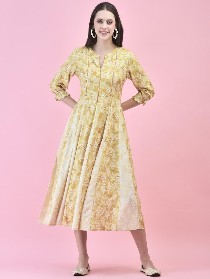 Women Lime Green Liva Rayon Dress.
