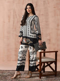 Women Liva Beige & Black Printed Kurta With Comfort Pant.