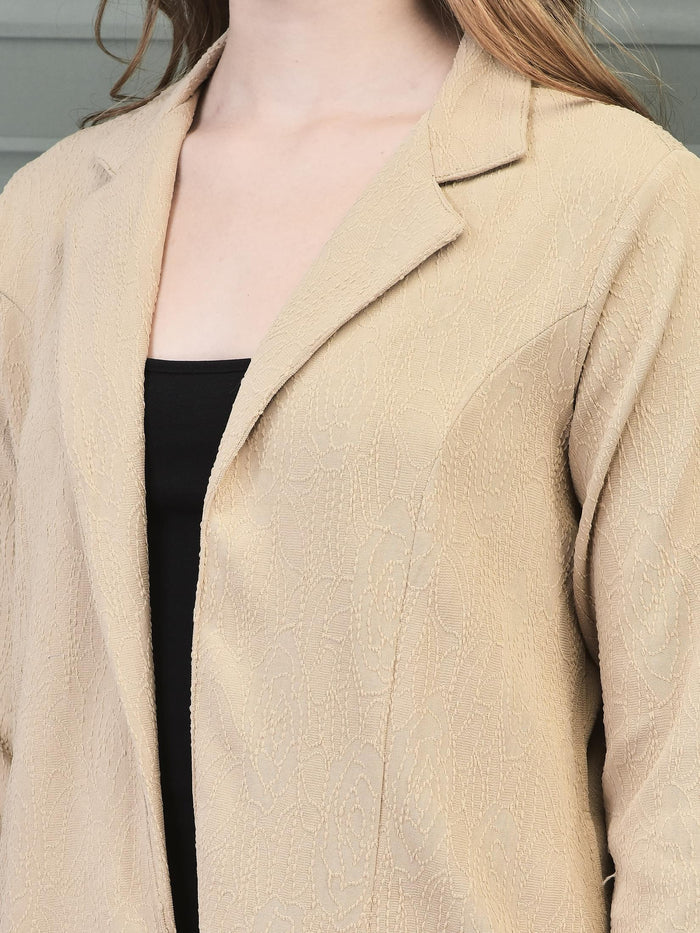 Women Liva Beige Solid Shrug.