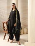 Women Liva Black Solid Kurta Comfort Pant Dupatta.