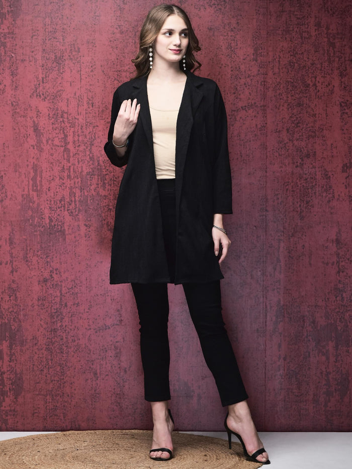 Women Liva Black Solid Shrug.