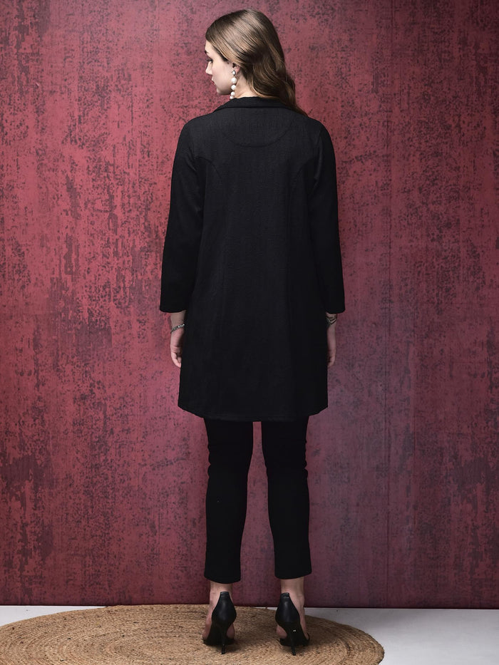 Women Liva Black Solid Shrug.