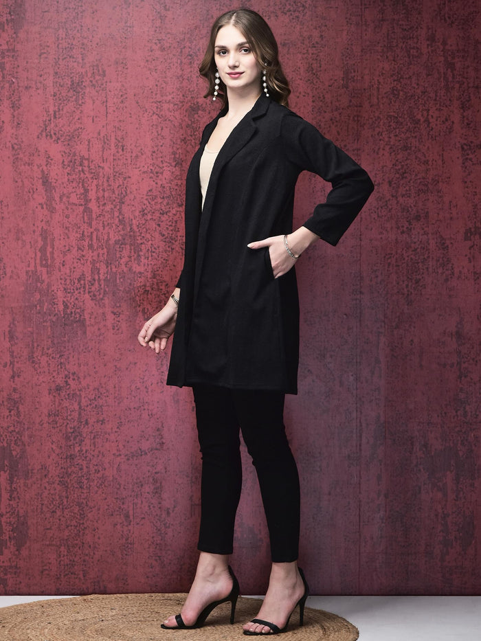 Women Liva Black Solid Shrug.