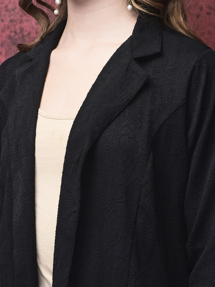 Women Liva Black Solid Shrug.