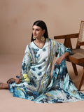 Women Liva Blue Printed Kurta Comfort Pant Dupatta.