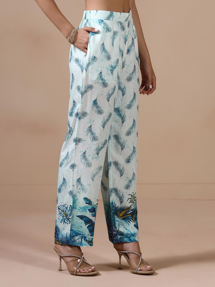 Women Liva Blue Printed Kurta Comfort Pant Dupatta.