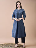 Women Liva Blue Solid Dress.