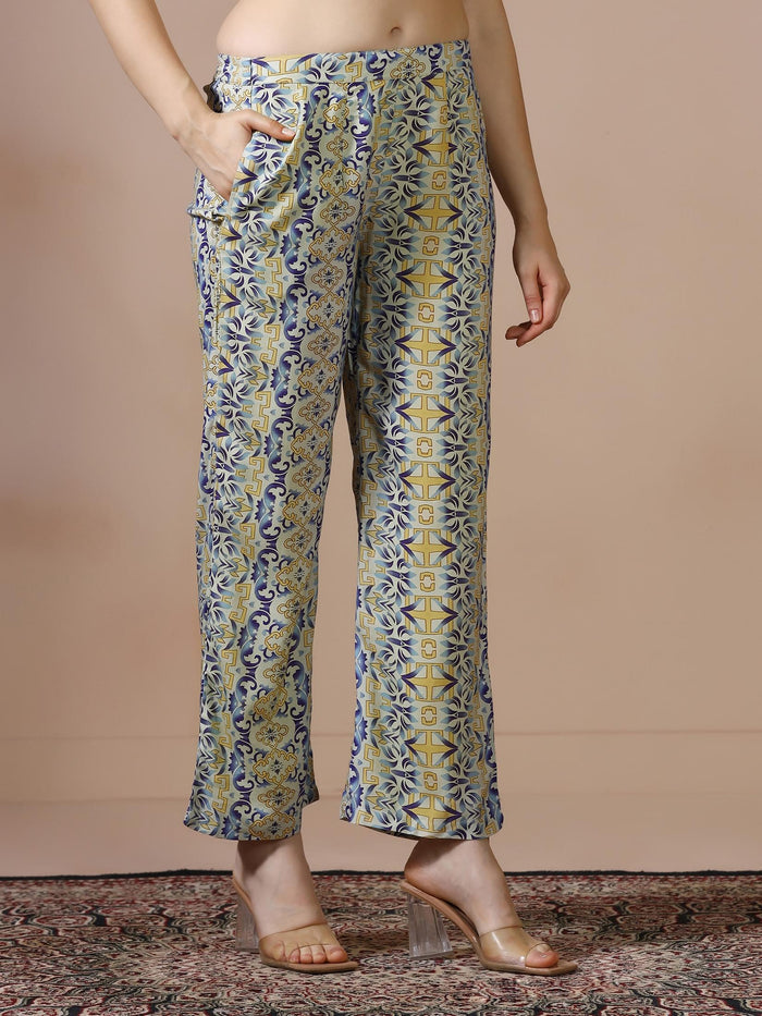 Women Liva Green Printed Co Ord Set.