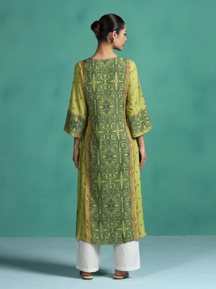 Women Liva Green Printed Dress.