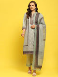 Women Liva Green Printed Kurta Comfort Pant Dupatta.