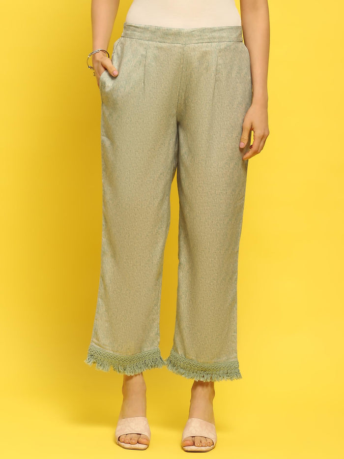 Women Liva Green Printed Kurta Comfort Pant Dupatta.