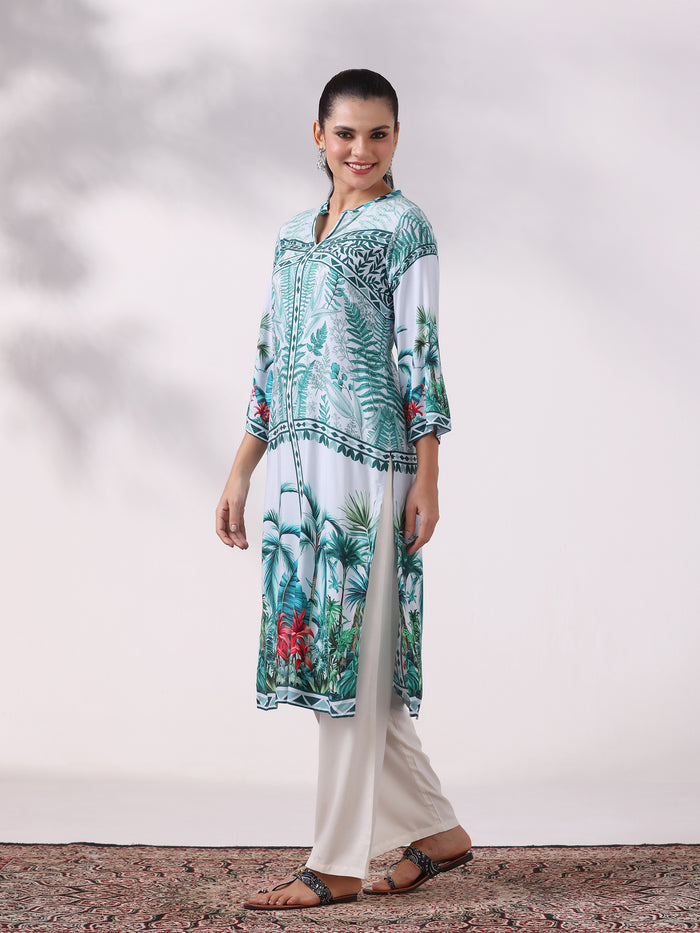 Women Liva Green Printed Kurta