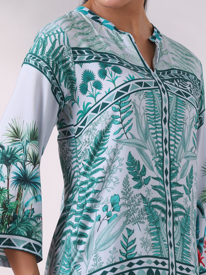 Women Liva Green Printed Kurta